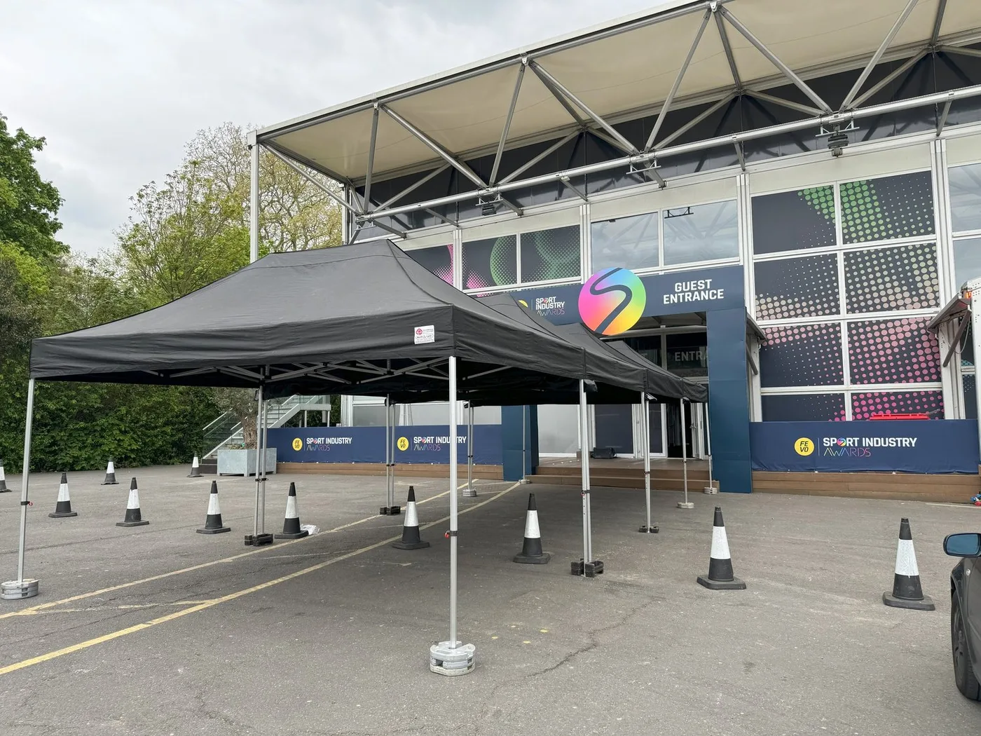 3x6m heavy duty gazebos installed for a corporate event outside a London venue