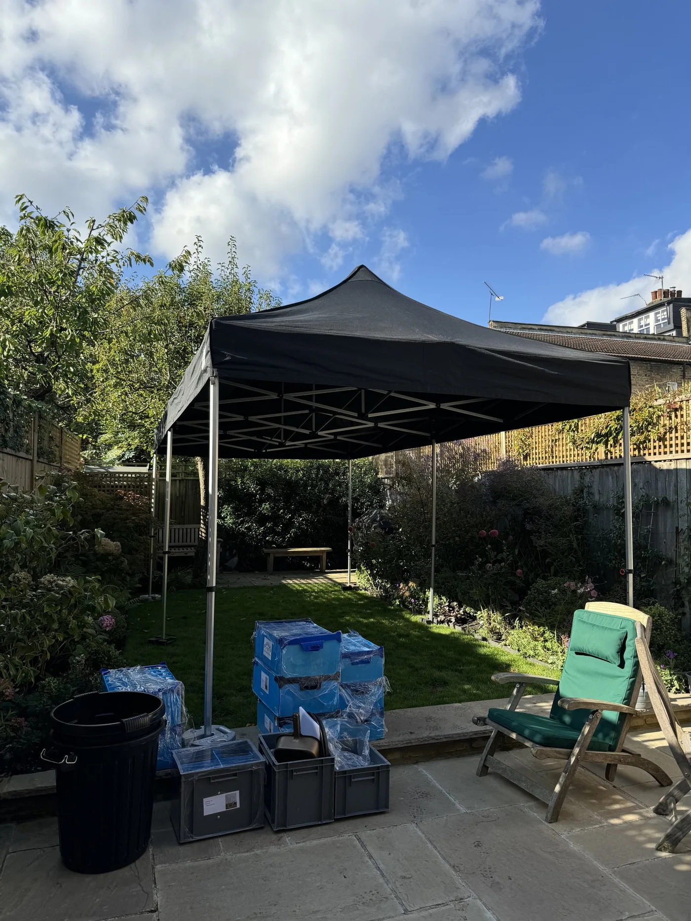 Gazebo in a sunny back garden
