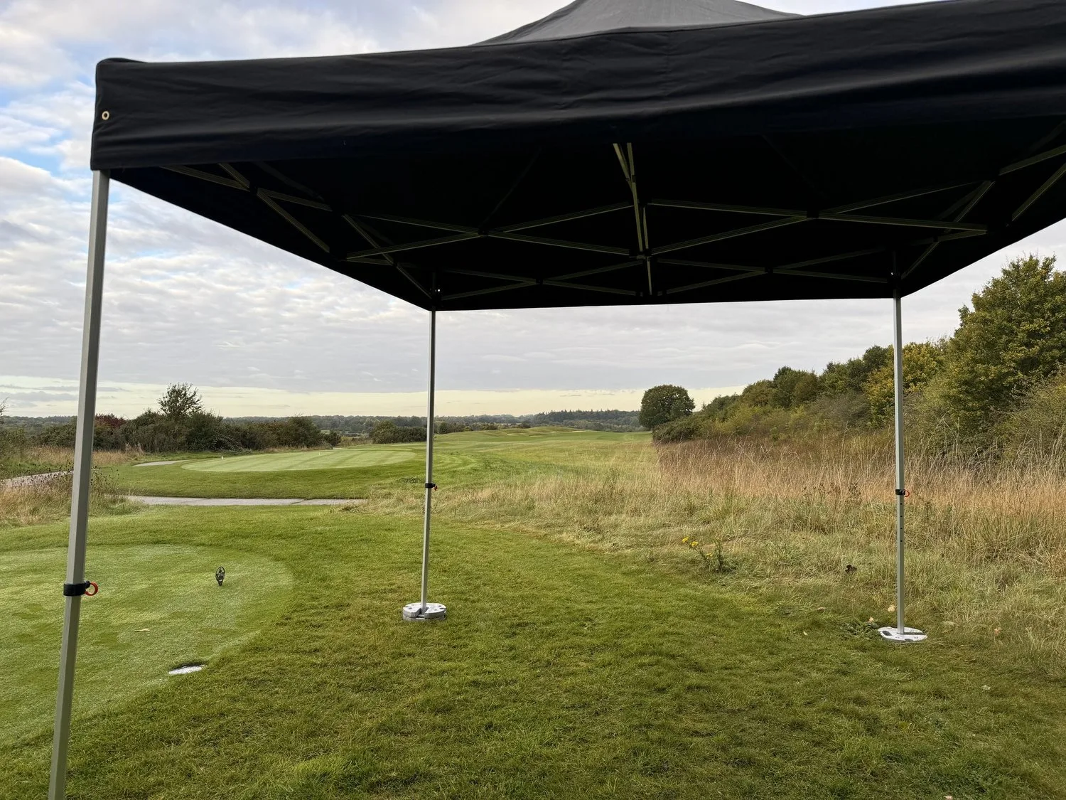 3x3m heavy duty gazebo hire overlooking the fairway at London Golf Club